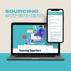 Het Sourcing Superhero traject is in handige modules opgedeeld, zodat je kan pauzeren, terugspoelen en herbekijken wanneer jij wil. Je hebt ook toegang tot de toolbox waarin je alle werkdocumenten kan terugvinden. Je kan dus meteen aan de slag met alles wat je leert.